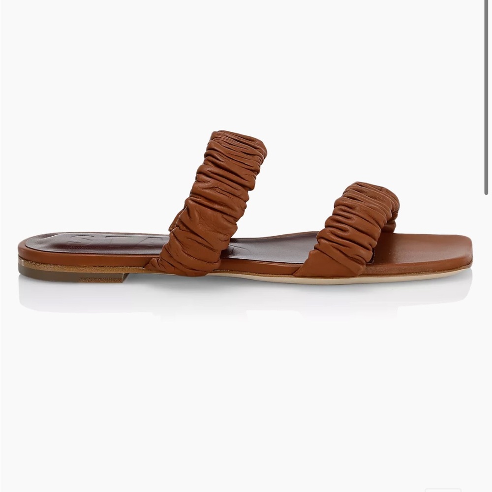 Staud Maya Ruched Leather Slides - Picture 2 of 4